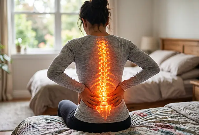 digital illustration of woman experiencing chronic back pain