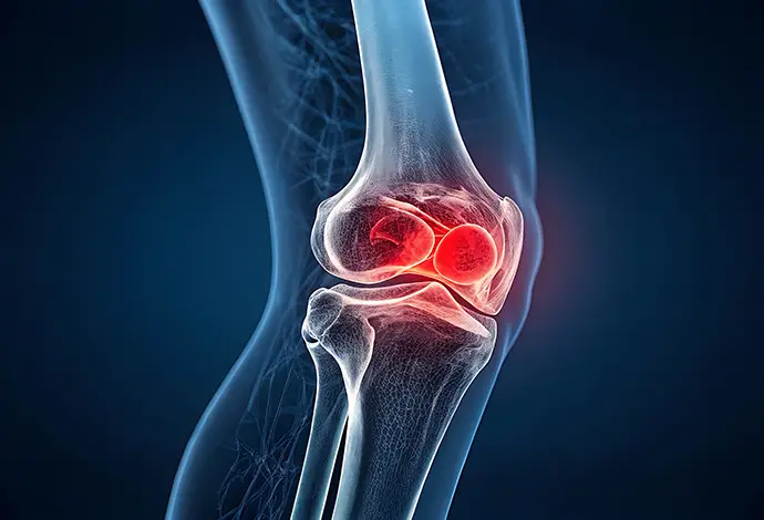 knee joint anatomy with pain indication