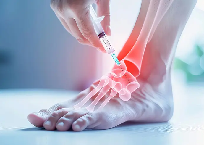 Platelet-Rich Plasma being injected into an ankle, Injury care, Quick recovery